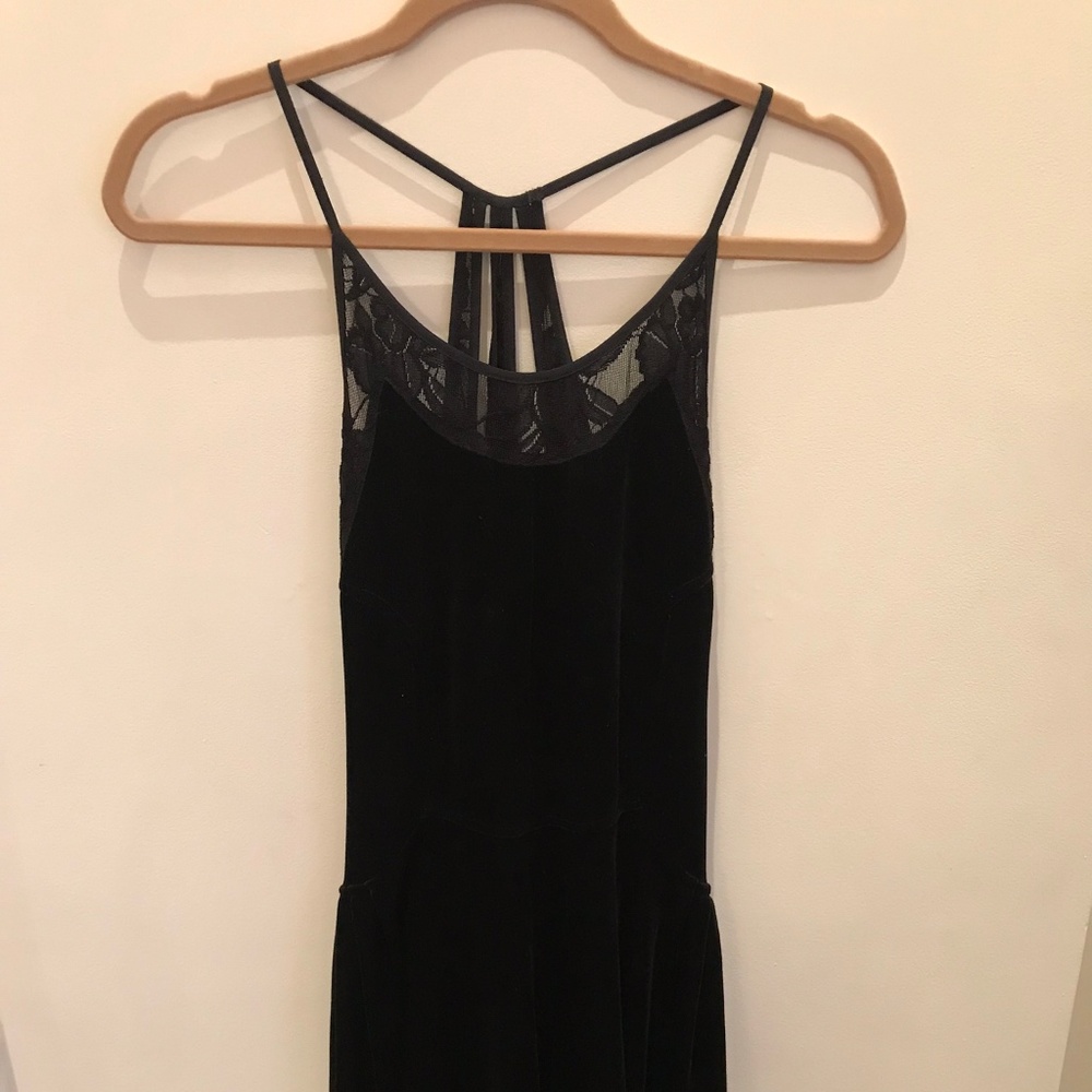 Black Velvet Lace Spaghetti Strap Dress